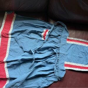 Vintage Blue Apron with Red Accents